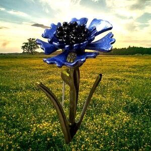 Shimmering Violet Enamel Flower Brooch